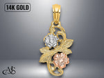 Load image into Gallery viewer, 14K Two-Tone Gold Flowers Charm with Necklace Chain Options

