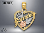 Load image into Gallery viewer, 14K Two-tone Gold White Rhodium #1 GRANDMA In Heart Charm with Necklace Chain Options
