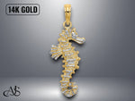Load image into Gallery viewer, 14K Yellow Gold 3-D Seahorse Charm with Necklace Chain Options
