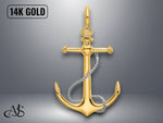 Load image into Gallery viewer, 14K Two-tone Gold 3-D Anchor T Bar and Rope Shackle Bail Charm with Necklace Chain Options
