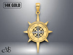 Load image into Gallery viewer, 14K Two-tone Gold Star Nautical Compass Charm with Necklace Chain Options
