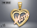 Load image into Gallery viewer, 14K Two-Tone Gold MOM Heart Charm with Necklace Chain Options

