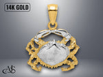 Load image into Gallery viewer, 14K Two-Tone Gold Polished Crab Charm with Necklace Chain Options
