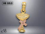 Load image into Gallery viewer, 14K Two-Tone Gold Communion Cup Cross Charm with Necklace Chain Options
