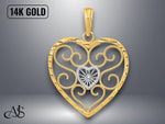 Load image into Gallery viewer, 14K Yellow Gold Filigree Beaded Heart Charm with Necklace Chain Options

