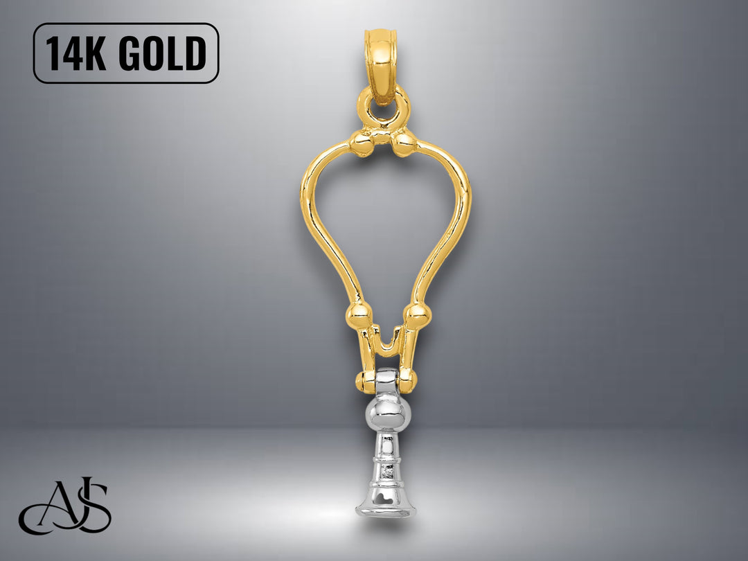 14K Two-Tone Gold 3-D Stethoscope Charm with Necklace Chain Options