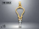Load image into Gallery viewer, 14K Two-Tone Gold 3-D Stethoscope Charm with Necklace Chain Options
