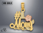 Load image into Gallery viewer, 14K Two-Tone Gold #1 MOM Script Flower Charm with Necklace Chain Options
