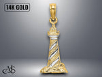 Load image into Gallery viewer, 14K Yellow Gold 3-D Lighthouse Charm with Necklace Chain Options
