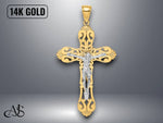 Load image into Gallery viewer, 14K Two-Tone Gold Crucifix Charm with Necklace Chain Options
