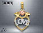 Load image into Gallery viewer, 14K Two-Tone Gold LOVE Inside Heart Pendant with Necklace Chain Options
