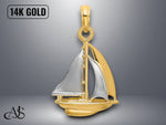 Load image into Gallery viewer, 14K Yellow Gold 3-D Polished Sailboat Charm with Necklace Chain Options
