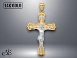Load image into Gallery viewer, 14K Two-Tone Gold INRI Crucfix Pendant with Necklace Chain Options
