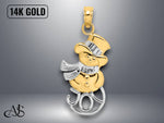 Load image into Gallery viewer, 14K Two-tone Gold NANA Heart Flowers Charm with Necklace Chain Options
