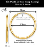 Load image into Gallery viewer, Gold Endless Hoop Earrings 10K and 14K - Extra-Small to Extra-Large Sizes Lightweight Thin 1.50mm
