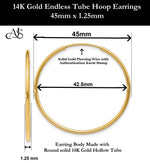 Load image into Gallery viewer, Gold Endless Hoop Earrings 10K and 14K - Extra-Small to Extra-Large Sizes Lightweight Thin 1.25mm
