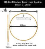Load image into Gallery viewer, Gold Endless Hoop Earrings 10K and 14K - Extra-Small to Extra-Large Sizes Lightweight Thin 1.25mm
