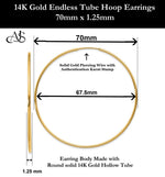 Load image into Gallery viewer, Gold Endless Hoop Earrings 10K and 14K - Extra-Small to Extra-Large Sizes Lightweight Thin 1.25mm
