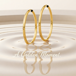 Load image into Gallery viewer, Gold Endless Hoop Earrings 14K - Extra-Small to Extra-Large Sizes Lightweight Thin 3mm
