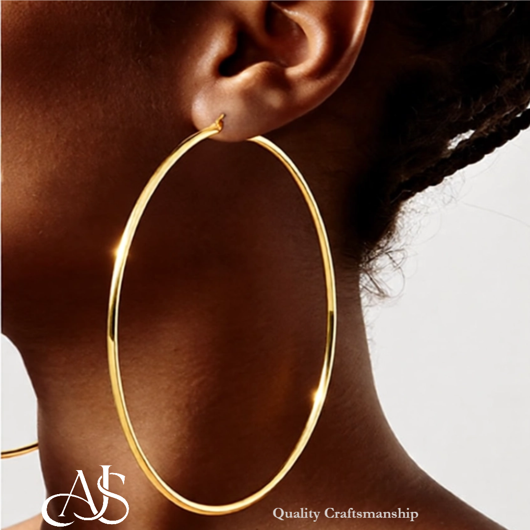 Gold Polished Classic Tube Hinged Wire Hoop Earrings 14K Yelllow White and Rose Gold - Lightweight Thin 2mm