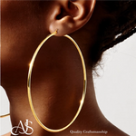 Load image into Gallery viewer, Gold Polished Classic Tube Hinged Wire Hoop Earrings 14K Yelllow White and Rose Gold - Lightweight Thin 2mm
