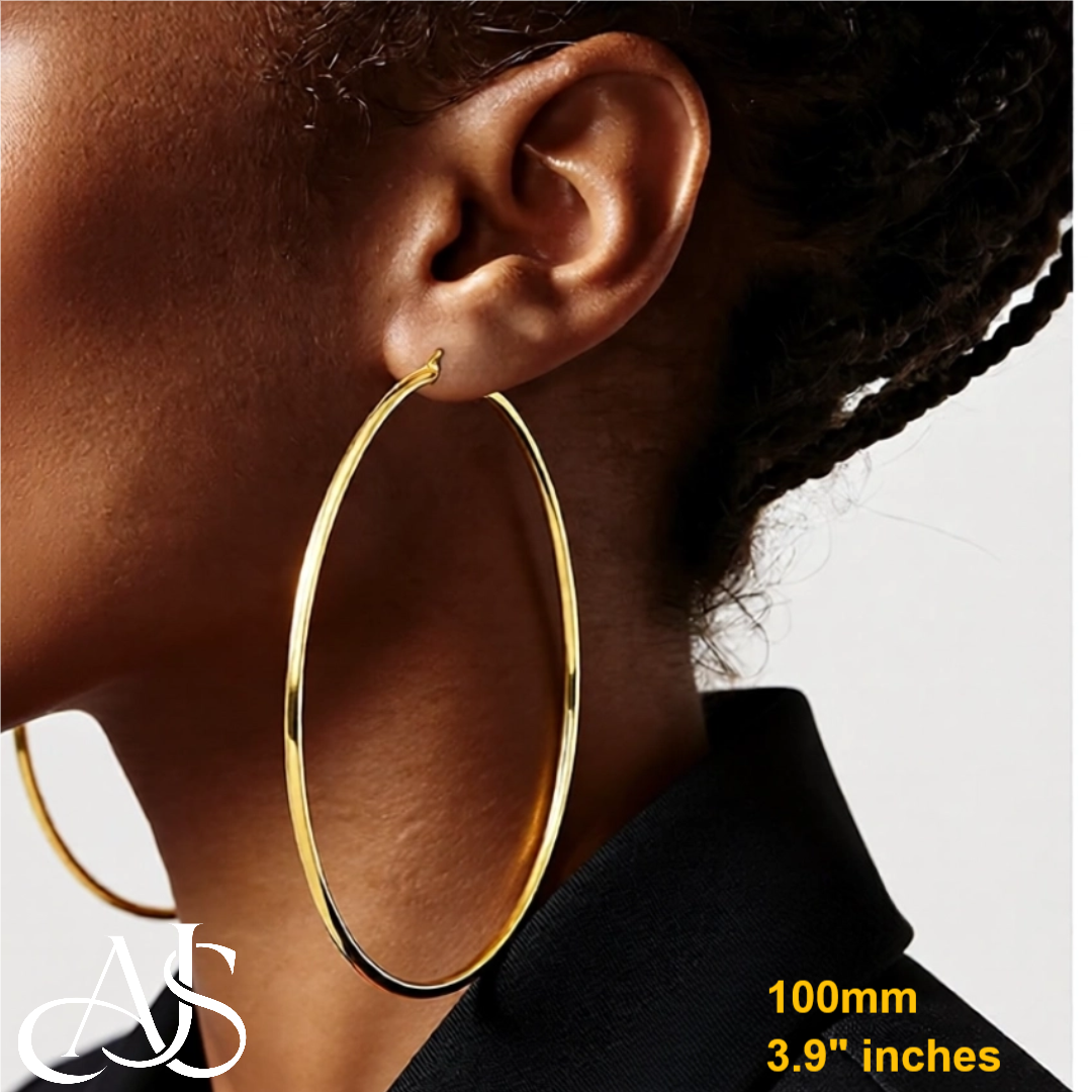 Gold Polished Classic Tube Hinged Wire Hoop Earrings 14K Yelllow White and Rose Gold - Lightweight Thin 2mm
