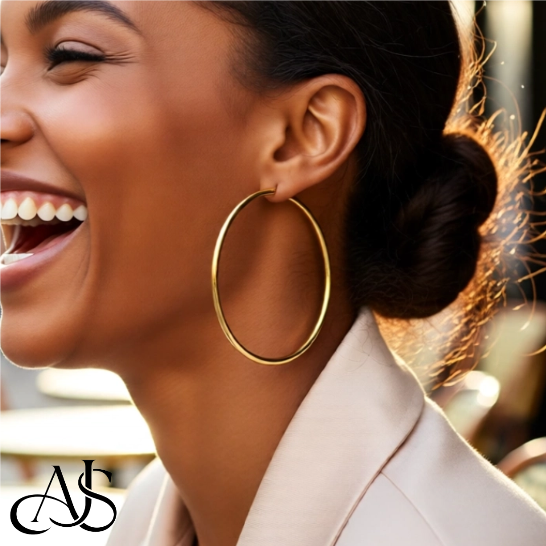 Gold Polished Classic Tube Hinged Wire Hoop Earrings 14K Yelllow White and Rose Gold - Lightweight Thin 2.5mm