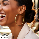 Load image into Gallery viewer, Gold Polished Classic Tube Hinged Wire Hoop Earrings 14K Yelllow White and Rose Gold - Lightweight Thin 2.5mm
