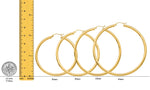 Load image into Gallery viewer, Gold Polished Classic Tube Hinged Wire Hoop Earrings 14K Yelllow White and Rose Gold - Lightweight Thin 3mm
