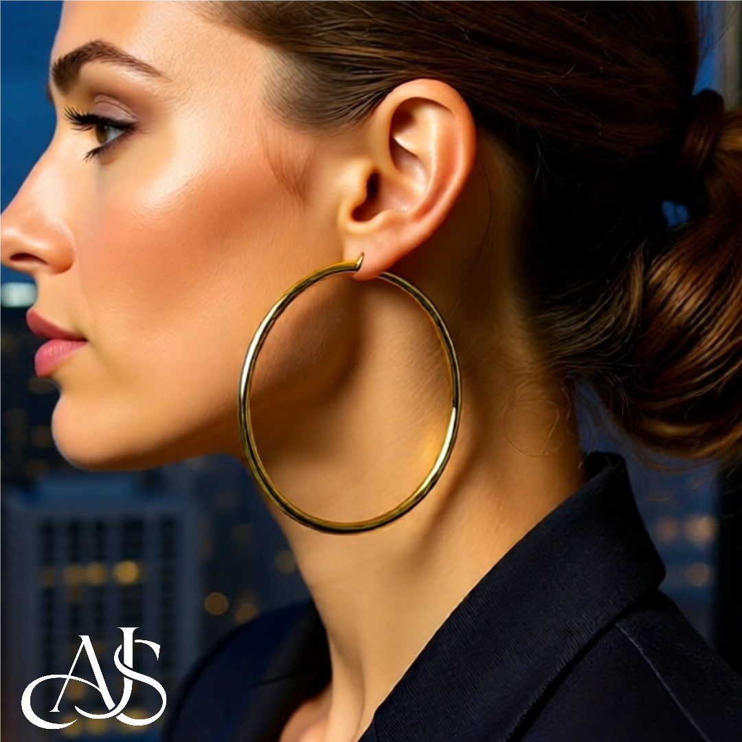 Gold Polished Classic Tube Hinged Wire Hoop Earrings 14K Yelllow White and Rose Gold - Lightweight Thin 3mm