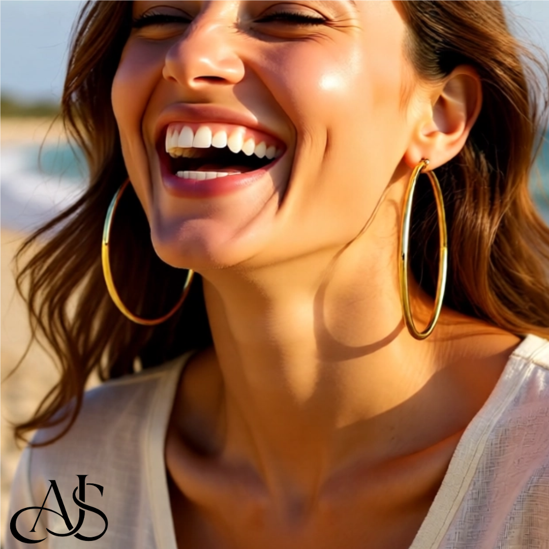 Gold Polished Classic Tube Hinged Wire Hoop Earrings 14K Yelllow White and Rose Gold - Lightweight Thin 3mm