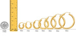 Load image into Gallery viewer, Gold Polished Classic Tube Hinged Wire Hoop Earrings 14K Yellow White and Rose Gold - Lightweight Thin 4mm
