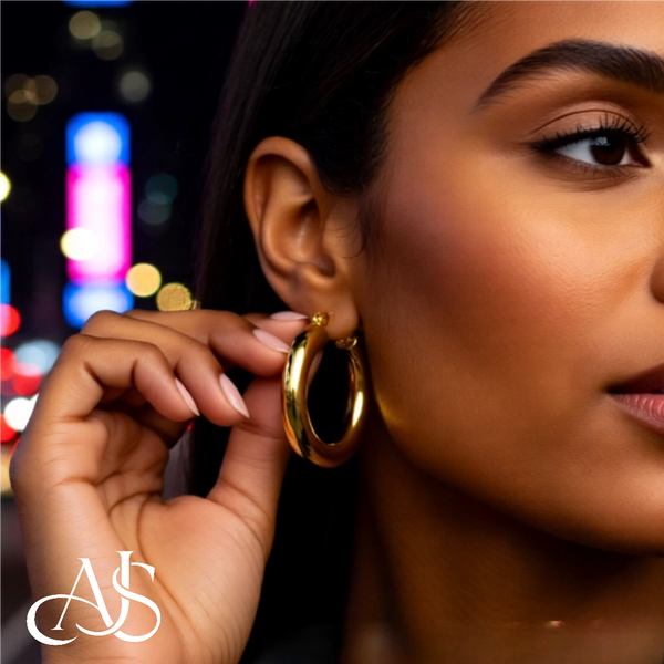 Gold Polished Classic Tube Hinged Wire Hoop Earrings 14K Yellow White and Rose Gold - Lightweight Thin 4mm