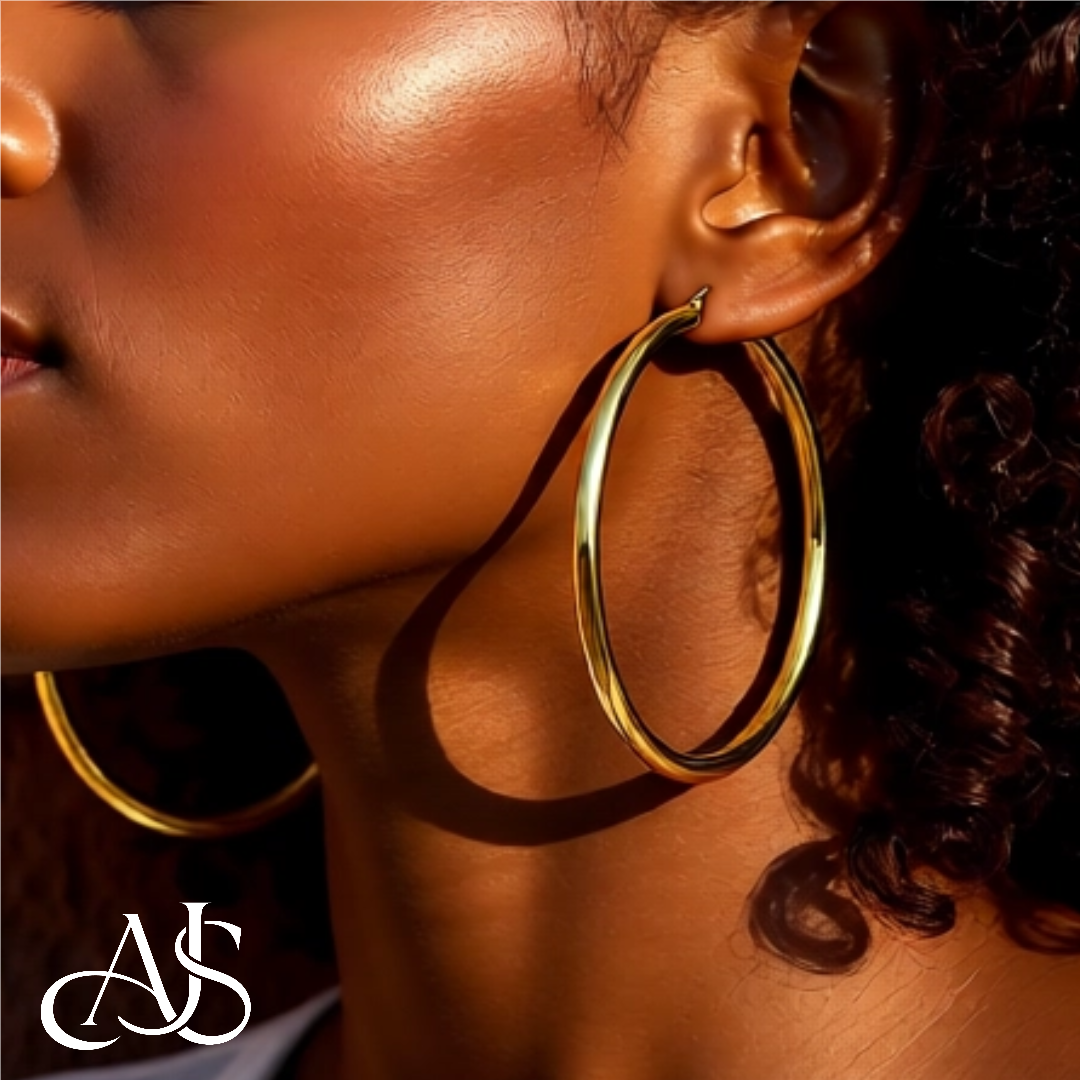 Gold Polished Classic Tube Hinged Wire Hoop Earrings 14K Yellow White and Rose Gold - Lightweight Thin 4mm