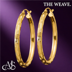 Load image into Gallery viewer, 14K Yellow and White Gold Diamond-cut Texture Hoop Earrings - Lightweight Thin 3mm

