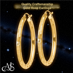 Load image into Gallery viewer, 14K Yellow and White Gold Diamond-cut Texture Hoop Earrings - Lightweight Thin 3mm
