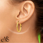 Load image into Gallery viewer, 10K and 14K Yellow White Gold Diamond-cut Texture Hoop Earrings - Lightweight Thin 2.75mm
