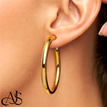 Load image into Gallery viewer, 10K Yellow Gold and 14K Yellow White Gold Omega Clip Back Hoop Earrings - Lightweight Thin 4mm
