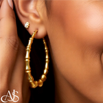 Load image into Gallery viewer, 14K Yellow Gold Lightweight Bamboo Hoop Earrings
