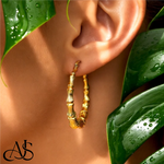 Load image into Gallery viewer, 14K Yellow Gold Lightweight Bamboo Hoop Earrings
