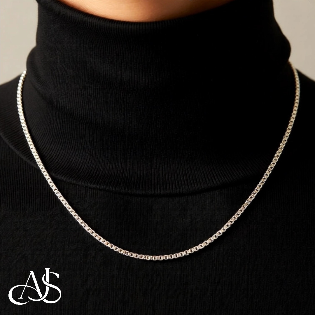 Sterling Silver Box Chain Necklace and Bracelets