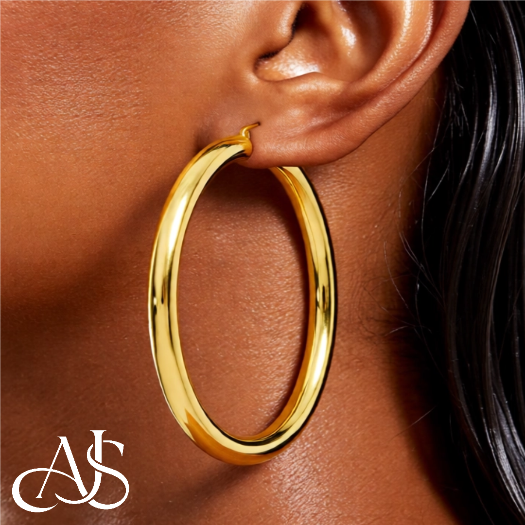 Gold Polished Classic Tube Hinged Wire Hoop Earrings 10K Yellow 14K Yellow White Gold - Lightweight Thin 5mm