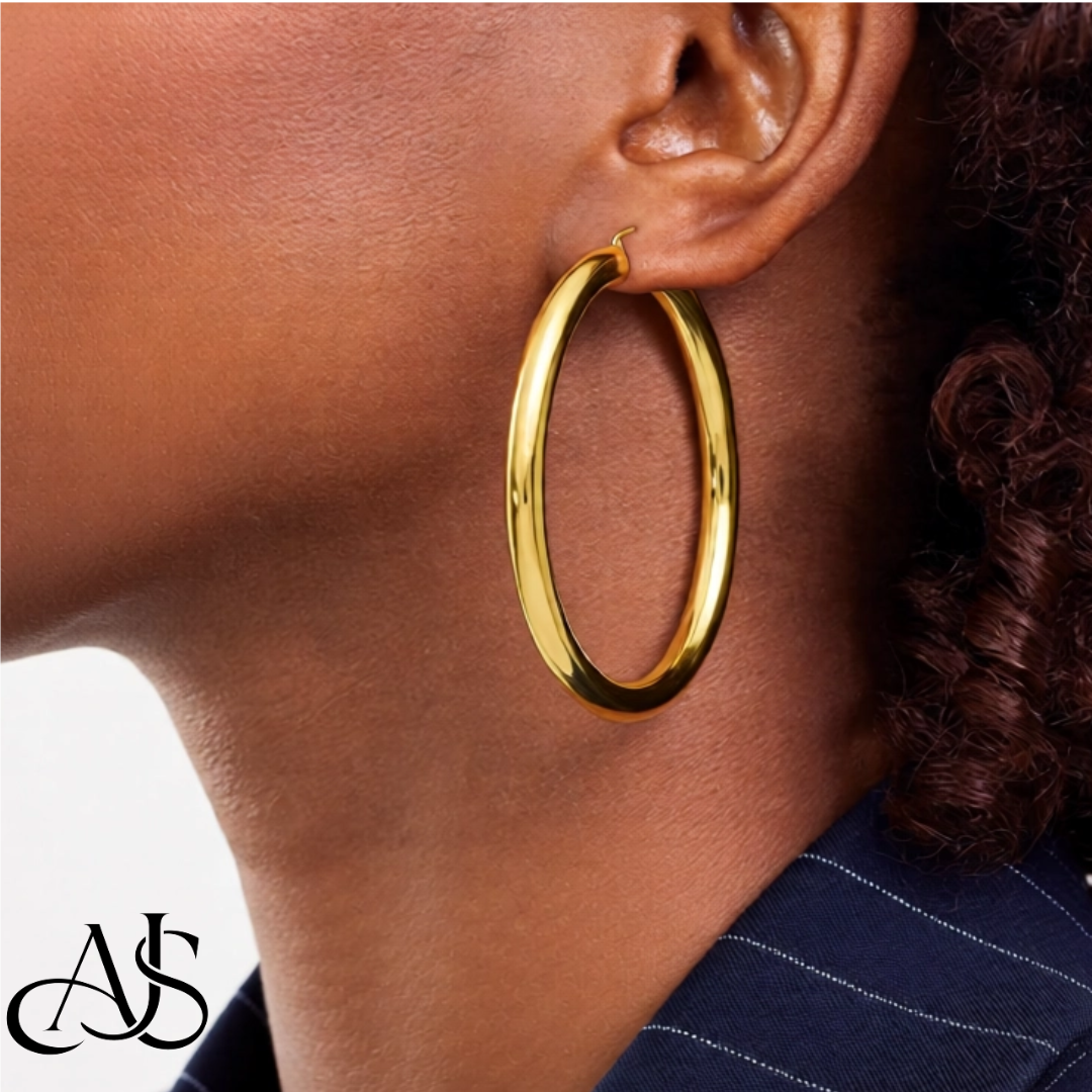 Gold Polished Classic Tube Hinged Wire Hoop Earrings 10K Yellow 14K Yellow White Gold - Lightweight Thin 5mm