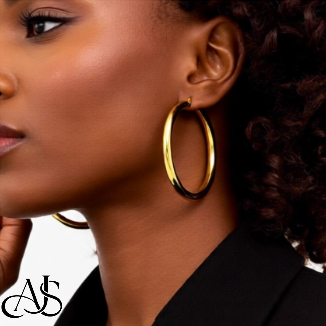 Gold Polished Classic Tube Hinged Wire Hoop Earrings 10K Yellow 14K Yellow White Gold - Lightweight Thin 5mm