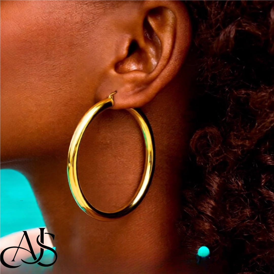 Gold Polished Classic Tube Hinged Wire Hoop Earrings 10K Yellow 14K Yellow White Gold - Lightweight Thin 5mm