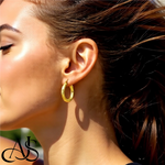 Load image into Gallery viewer, 10K and 14K Yellow Gold Diamond-cut Texture Hoop Earrings - Lightweight Thin 4mm
