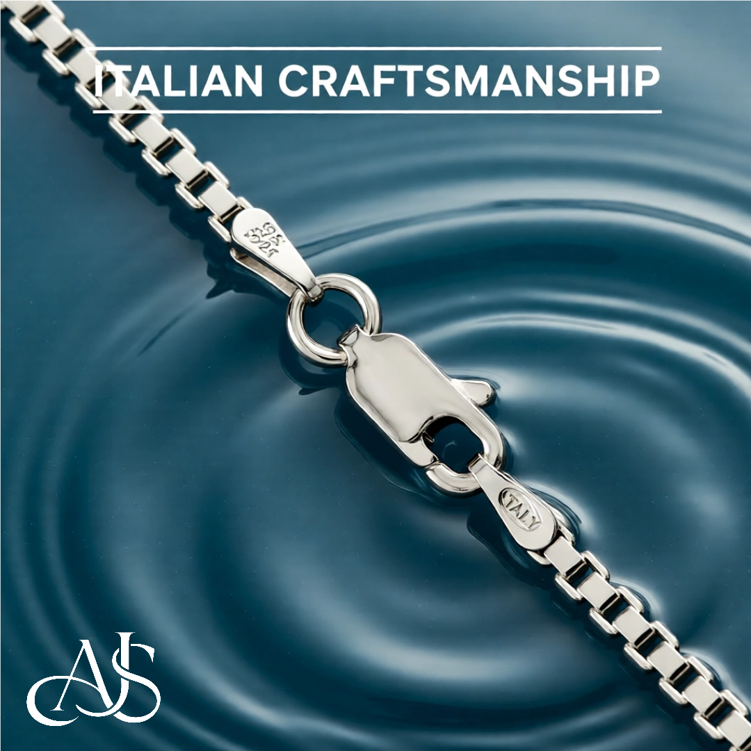 Sterling Silver Box Chain Necklace and Bracelets Tarnish-resistance Rhodium-plated