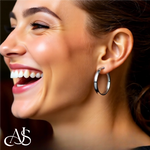 Load image into Gallery viewer, Gold Half Round Omage Backs Hoop Earrings - 10K and 14K Yellow or White Gold - Lightweight Thin 5mm
