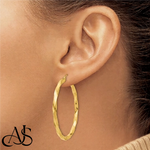 Load image into Gallery viewer, Gold Twisted Hoop Earrings - 10K and 14K Yellow and White Gold - Lightweight Thin 3mm
