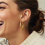 Load image into Gallery viewer, Gold Twisted Hoop Earrings - 14K Yellow and White Gold - Lightweight Thin 4mm
